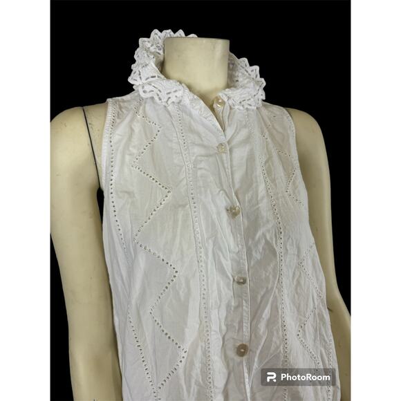 Vintage 1990’s Lone Ranger Paisley Eyelet collared button down dress size medium - Picture 5 of 12